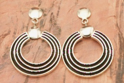 Native American Jewelry Sterling Silver Forward Facing Hoop Earrings